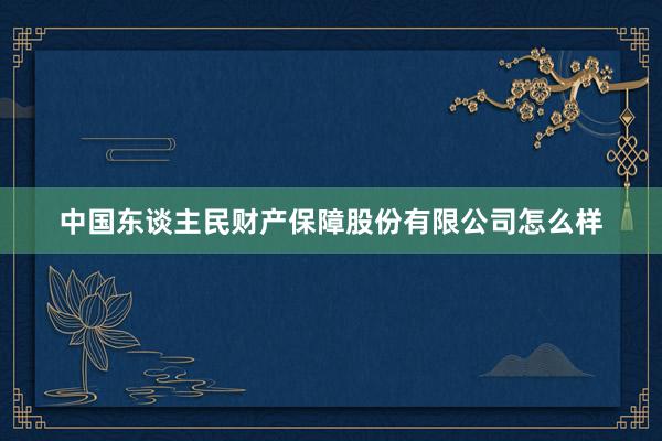 中国东谈主民财产保障股份有限公司怎么样